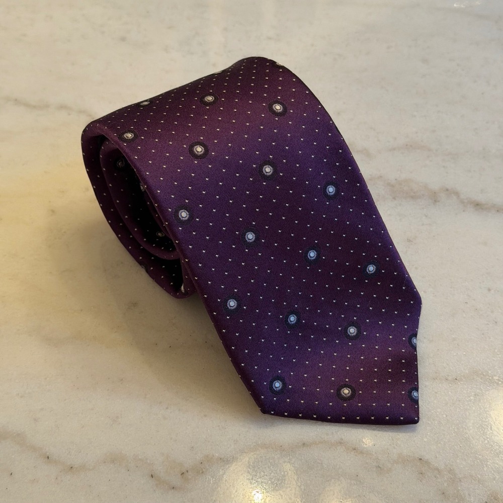Tommy Hilfiger Mens Purple Geometric Silk Necktie RN121108